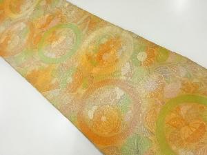 アンティーク　丸に梅菊・橘模様織出し袋帯（材料）